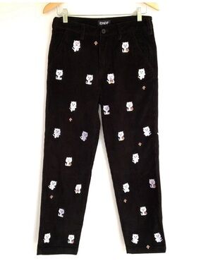 RIPNDIP Hello Nermy Embroidered Corduroy Pants Black Size 30